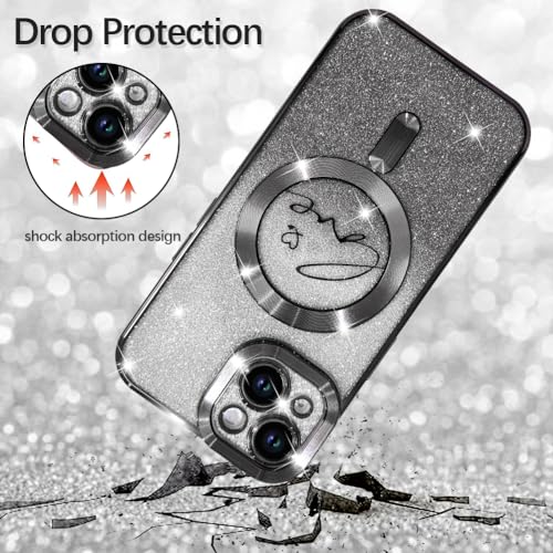 Image of ZIYE Magnetic Case Designed for iPhone 14 Glitter Case-Black