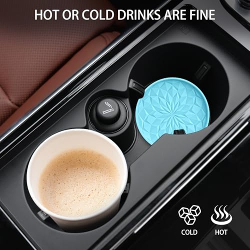 Image of ME.FAN Car Coasters for Cup Holders [4 Pack] - 2.75In Silicone Auto Mug Mats - Universal Non-Slip Recessed Car Interior AccessoriesSky Blue