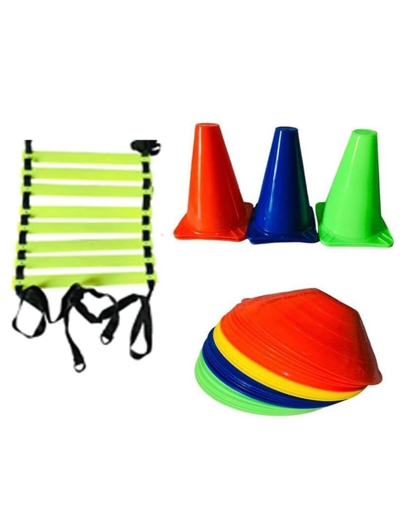 Krishna Enterprises Football Training Kit - Marker Cones, Running Parachute, Ladder & Saucer Cones with Stand, Size 6-inch, Multicolour Sports Equipment for Indoor/Outdoor Coordination and Training-image-43