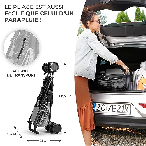 Kinderkraft Poussette Canne SIESTA, Parapluie, Pliable/Compacte, Position allongée, jusqu'à 22 kg, Gris – Image 3