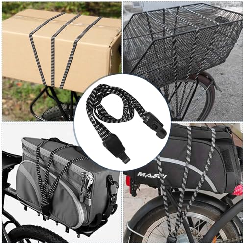 Spanngurte mit Haken, Verstellbar Gummiband Expander mit Haken, Elastisch Spanngurte für Sackkarre Gepäckträger Fahrrad Motorrad Camping (A: 4 x 65 cm)