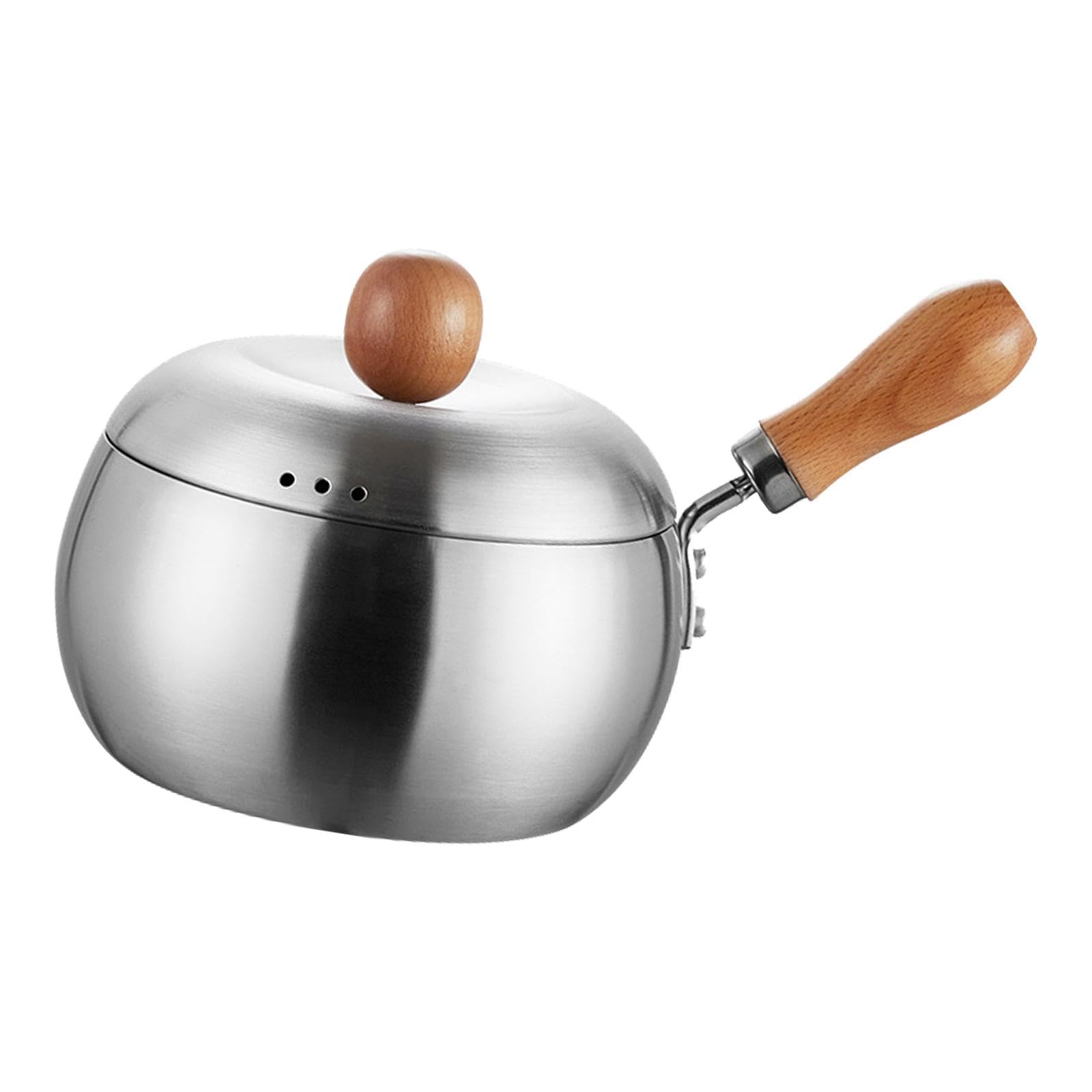 Yajuyi Saucepan Edelstahl Milchtopf mit Deckel Holgriff Kochtopf Butter Schmelztopf Tragbar Küchen Kochgeschirr für Babyernährung Studenten Kleine Familien