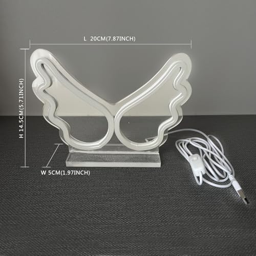 Image of Pink Wings USB Tabletop LED Neon Sign Acrylic Standing Decor Lamp | acrylic neon sign Cute Room Decor Gift for Teen Girls Bedroom Birthday Party
