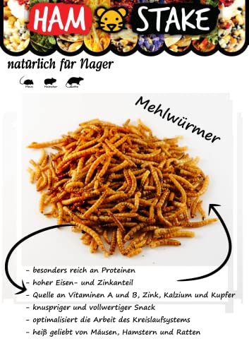 Mehlwürmer Getrocknet – 20 g Hamster Leckerlies - Natürliche Maden Hamsterfutter, Igelfutter, Landschildkröten Futter, Nagerfutter – Hochwertiges Kleintierfutter ohne Konservierungsstoffe