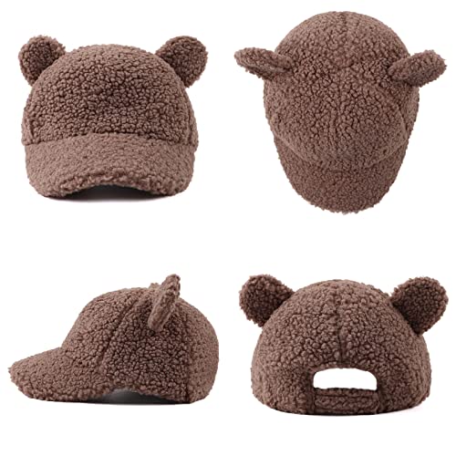 Winter Fleece Baseball Cap for Baby Girls Warm Toddler Boys Hat Cute Bear Ears Kids Baseball Hats2