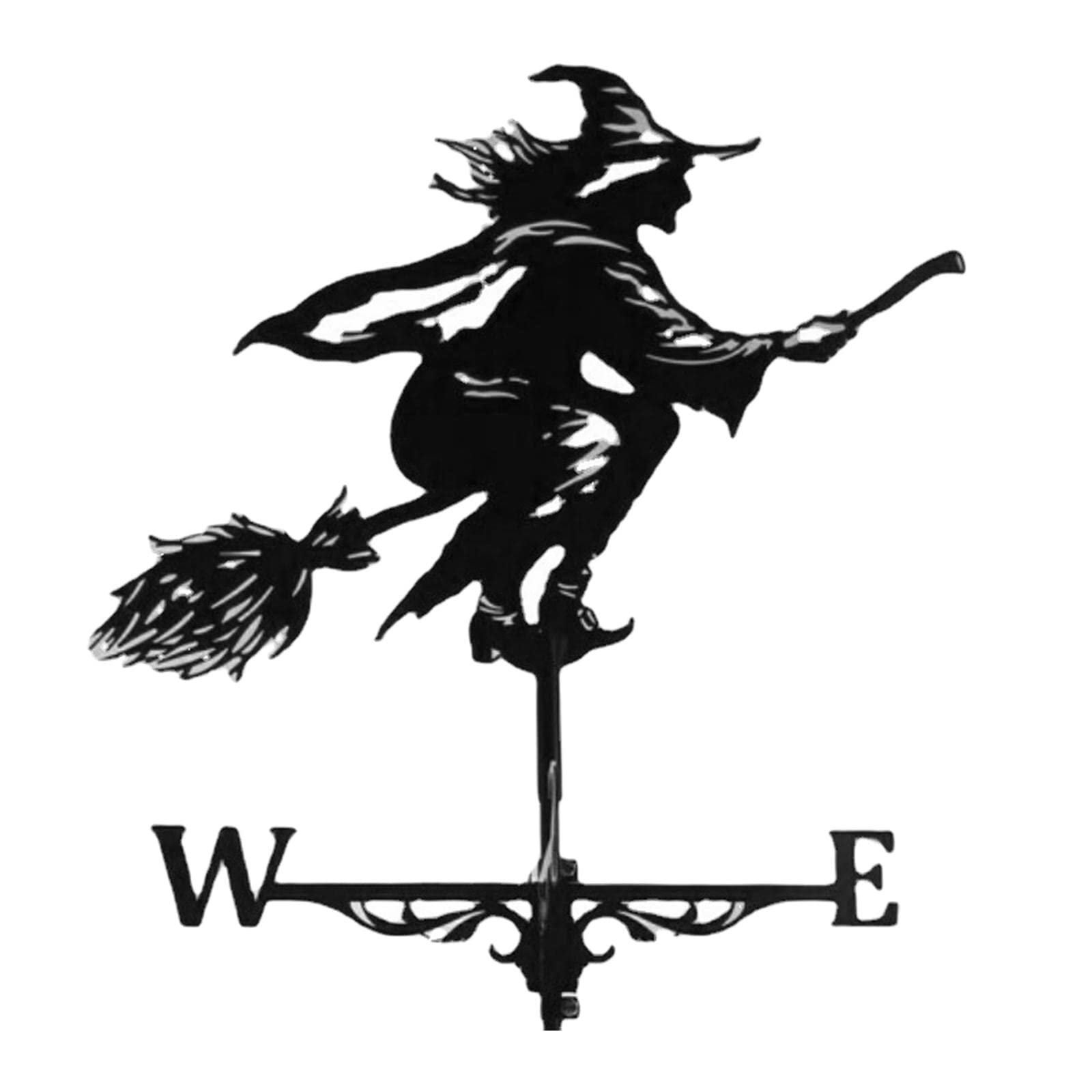 Weather Vane Metal Iron Wind Speed Spinner Garden Wind Measuring Tool, Witch Black