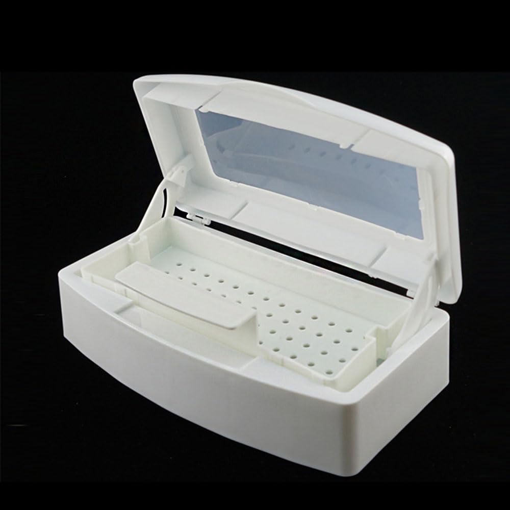2 vaschette per sterilizzazione barbicida, con coperchio trasparente, contenitore sterilizzatore per strumenti per manicure e disinfezione pulita