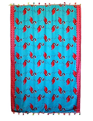 Goodforgoods Pareo Grande Playa Piscina Para Mujer Chica Señora Con Diseño De Flamencos Y Lunares, 174X112 Cm 100% Viscosa (Azul)
