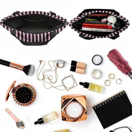 Black And Black Stripes Tote Bag for Women Reusable Shopping Bag Beach Bag for Shopping Gym Travel4