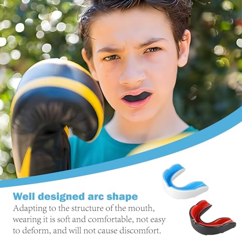 YanBous 2 Piezas Protector Bucal Deportivo, Protector Dental para Deportes, con Caja de Higiene Portátil, para Rugby, Hockey, MMA, Artes Marciales, Kickboxing, Judo, Boxeo (negro rojo/blanco azul) - imagen 6