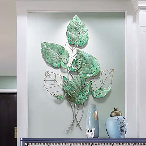 WLHER Decoración de Pared para Colgar en la Pared Hecha de Arte de Pared de Metal, Forma de Hoja Verde idílica Creativa, decoración Moderna para decoración de Pared de Escultura de Pared Cover