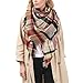 Zando Plaid Blanket Scarf Chunky Blanket Fall Stylish Scarves Women Soft Oversized Scarf Shawl Wrap Warm Cape Tassel Pink Light Red Scarfs
