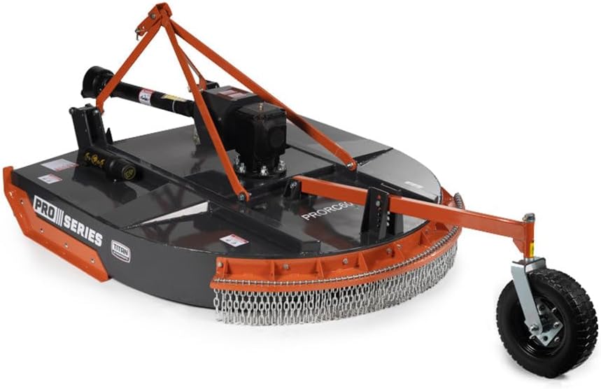 Titan Attachments 5 FT PRO Series Rotary Cutter, for Cat 1 Tractors with Rear 3 Point Hitch, Cast Iron Gear Box with Slip Clutch PTO Shaft, Brush Cutter Attachment, Mulches with Rear Discharge