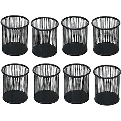 SNOW COOLER Pen Holder Mesh Pencil Holder Metal Pen Holder Pencil Holder for Desk Office Pen Organizer Black, 8 Pack Cover