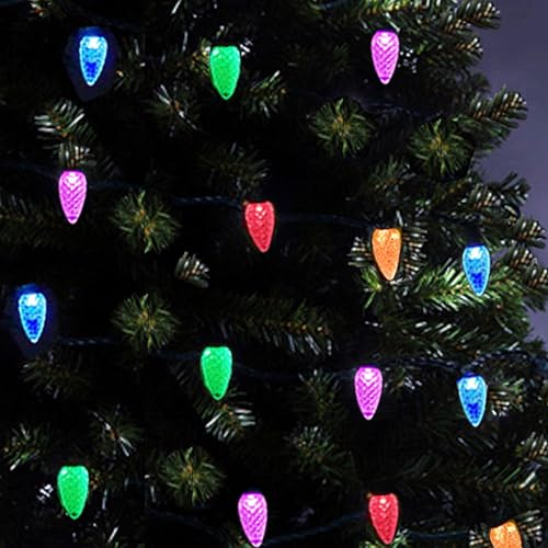 Image of C6 Christmas Lights 50 LED Multicolor Strawberry 18ft Waterproof String Lights for Outdoor Indoor Garden Yard Home Party Christmas Tree Decorations (Multicolor)