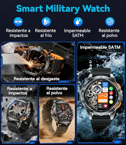 LIGE Montre Connectée Homme GPS avec Boussole/Baromètre, Lampe Torche, Écran AMOLED 1,43", Batterie 600mAh, 5ATM, Appels Bluetooth, Suivi Santé pour Android et iOS,DM1-H