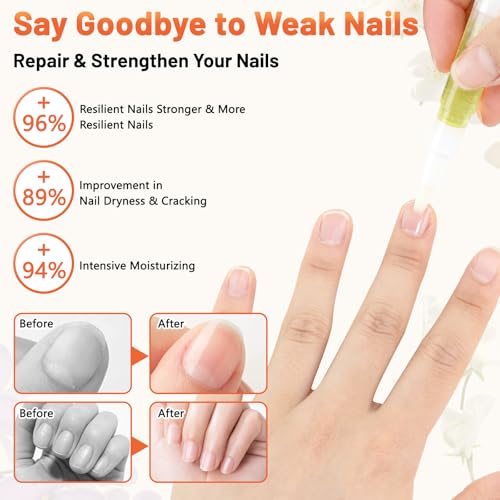 Huile à Cuticules Soin des Ongles Supérieur avec Brosse Douce Double