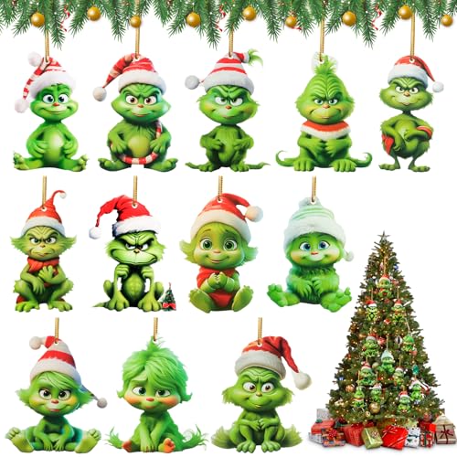 HGRGHH Weihnachtsschmuck 12Pcs Weihnachten Deko, 2D Elf Christmas...