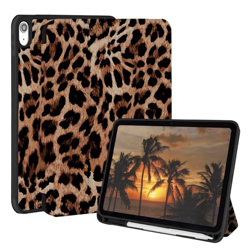 Housse iPad 10.9 Pouces Léopard Idéale pour le Bureau et les Voyages avec Support