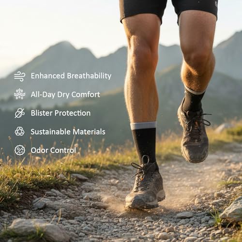 Hiking Socks 2-Pack - Moisture-Wicking & Anti-Blister for Men & Women | Quick-Dry, 3D Arch Support, Odor Control3