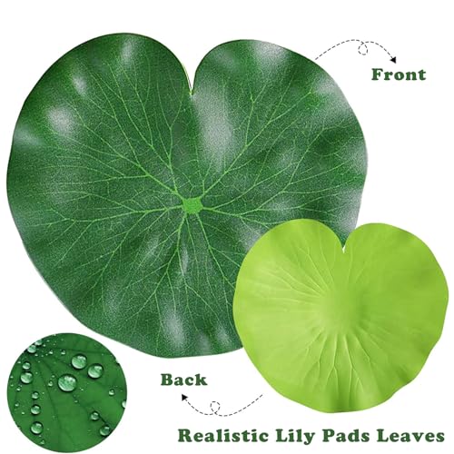 Künstliche Lotusblätter,6 PCS Künstliche Seerosenblätter Für Teich,Künstliche Lotusblatt Set,Grüne Seerosenblätter,Künstliche Seerosenblätter 10/15cm für Terrasse, Koi, Fisch, Teich, Pool Dekoration