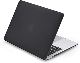 جراب صلب من لينشين، لجهاز ماك بوك اير قياس 13 بوصة 2018 2019 2020 مع منافذ ثاندربولت 3، طراز A1932 / A2179 / A2337(M1)، (لون اسود غامق)، لأجهزة اللاب توب