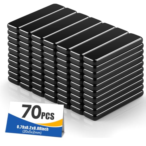 Image of MIKEDE 70 Pack Strong Small Neodymium Bar Magnets Black, 20x5x2 mm