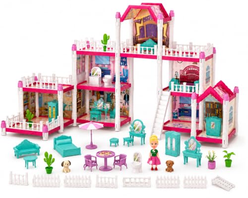 Image of Beautiful Home Doll House for Girls, 4 Floor DIY Dream House Playset