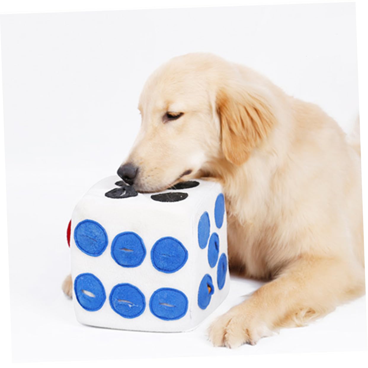 Juguete para Perros de Peluche en Forma de Dado Blanco Espuma, Adecuado para Olfatear y Forrajear en Casa, Divertido E Innovador para Mascotas