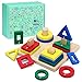 Japace Juguetes Montessori Apilables Educativos, Formas Geométricas Madera Juguete Bloques de Construcción, Geométrico Apilar y Clasificar Juegos para Encajar Apilador para Niños Niñas Bebés 2 3 Años