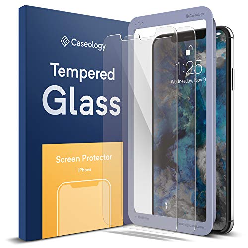 Caseology for iPhone Xs Max Screen Protector [Tempered Glass with Guide Frame] - Easy Installation Scratch Resistant Screen Protector for iPhone Xs Max 6.5 (2018) - 2 Pack