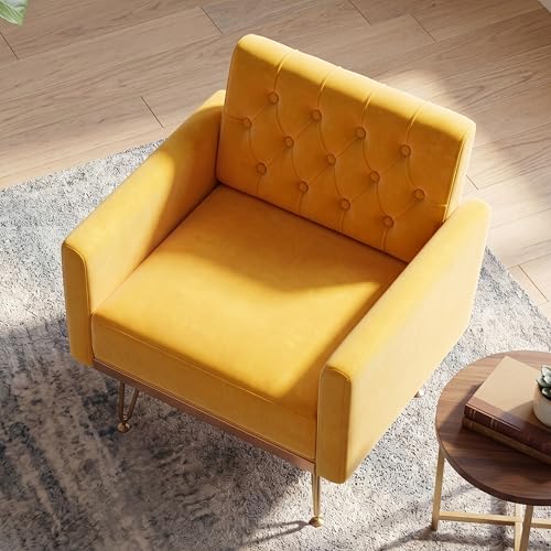 Sillón Tufted Moderno Amarillo miniatura 4
