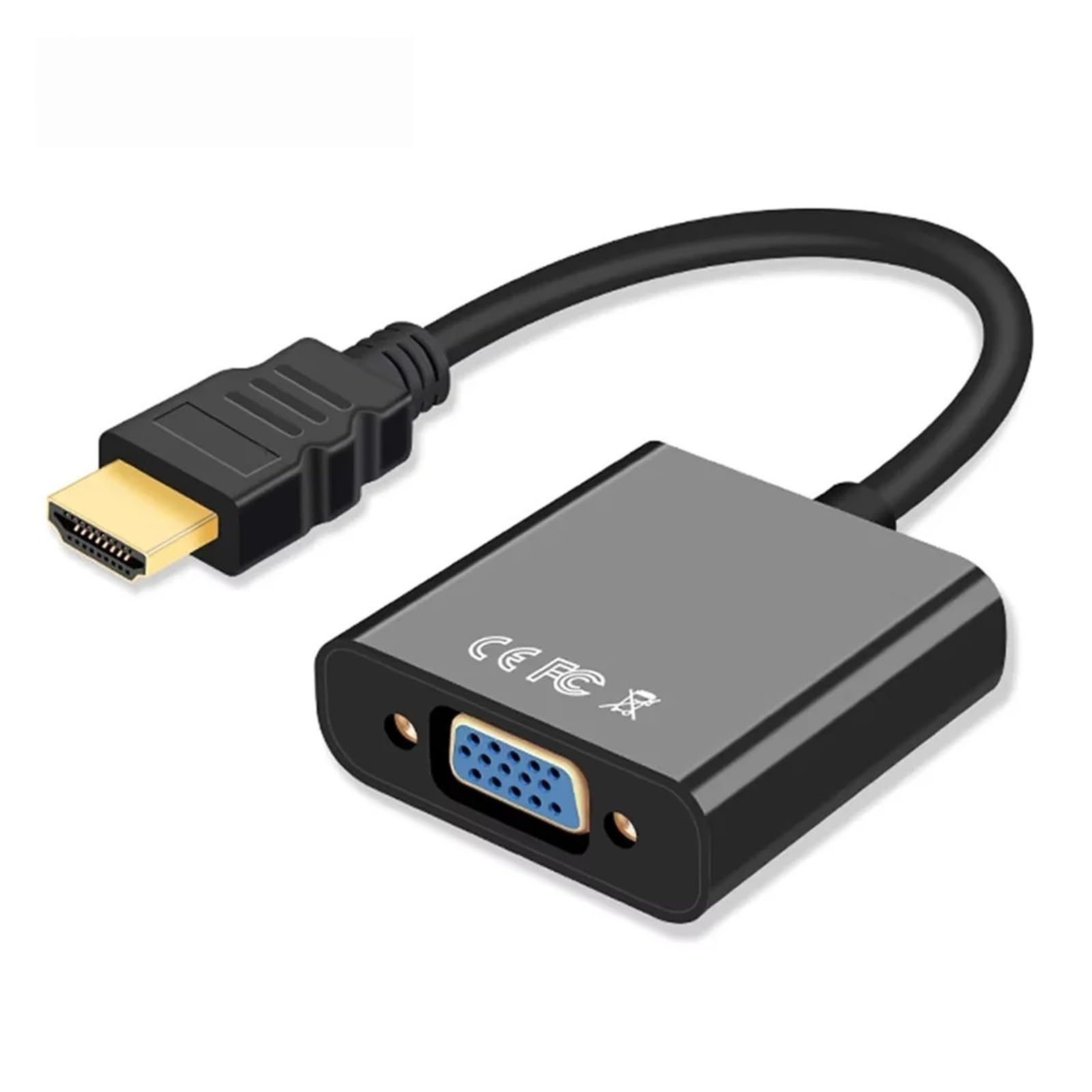 Adaptador HDMI a VGA 1080P chapado en oro para laptop, PC, proyector, TV
