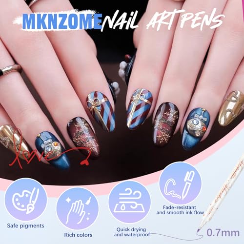 Image of 12 Color Nail Art Pens for Painting Nails, Double-ended Nail Polish Pens Drawing Point Liner Acrylic Painted Pen Kit, Waterproof Quick-drying for DIY Nails Art Design Manicure Tools