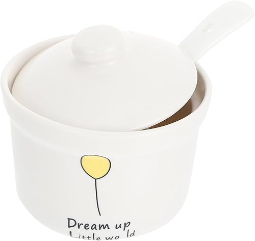 NOLITOY Olla de porcelana Cuencos de sopa de cerámica a vapor Ramequines de cerámica con tapa Tazones de cerámica para ramen Cocina Tazones de