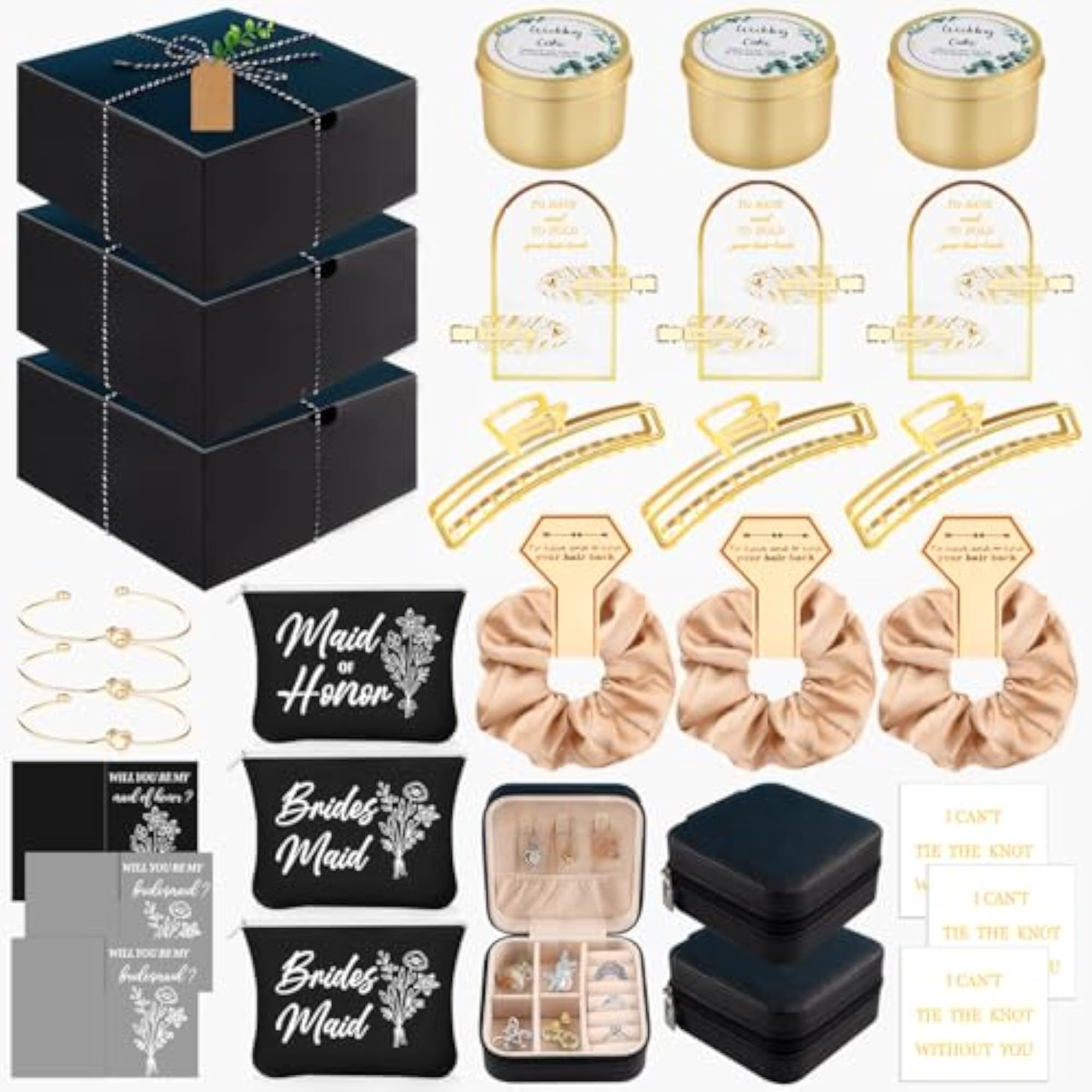 27 Pcs Bridesmaid Gift Set, Elegant Black Accessories