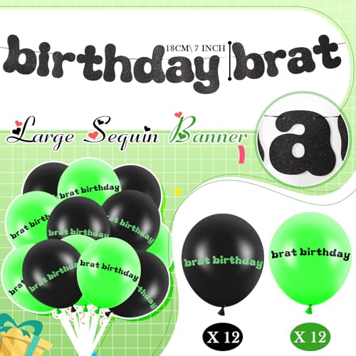 Image of Hahafelt Green Birthday Brat Decorations Include 1 Banner, 2 Pcs Fringe Curtains, 24 Pcs Green Black Balloons and White Ribbon for Bachelorette Birthday Brat Party Decorations