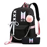 Girls Lightweight Backpack Korean Casual USB Backpack Portable Laptop Computer Bag Durable Teens Book Bag (17 in)