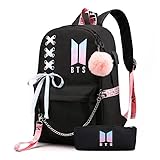 Nniversar Girls Lightweight Backpack Korean Casual USB Backpack Portable Laptop Computer Bag Durable Teens Book Bag (17 in)