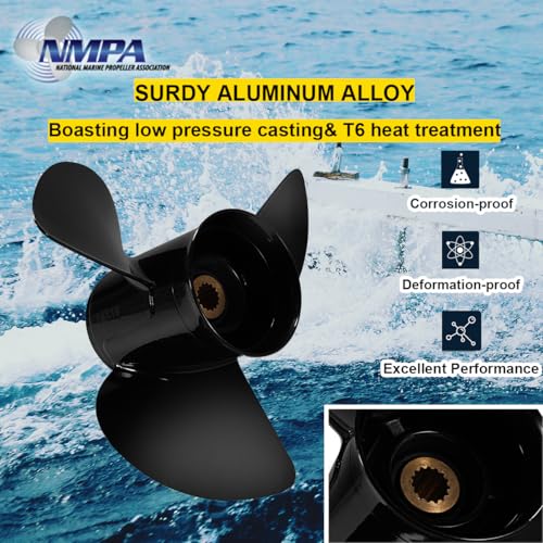 Image of VIF OEM Upgrade Aluminum Boat Propeller Compatible with Yamaha 150hp 175hp 200hp 220hp 225hp 250hp 300hp F150 F175 F200 F225 Outboard Engines,15 Tooth,Rh