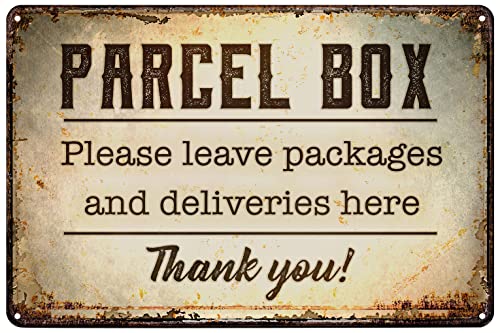 Cartello vintage in metallo con avviso di consegna per posta e pacchi, 20 x 30 cm, decorazione da parete retrò per porta d'ingresso, ufficio o garage, regalo a tema postale