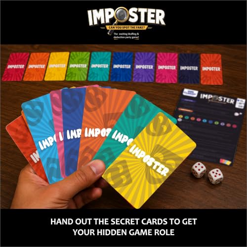 Image of Clapjoy Board & Card Game - Imposter: Can You Spot The Fake? | 80 Cards | Bluffing & Deduction Party Game | Family Game Night | 15-30 Min Playtime | 2-8 Players | Gift for Ages 6, 7, 8, 9 & Up