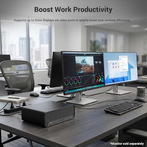 Image of HP ProDesk 400 SFF Business Desktop, Intel Core i7-14700, 32GB DDR5, 1TB SSD, Wi-Fi, HDMI, DisplayPort, USB-C, RJ-45, Support Up to Dual Displays, Wired Keyboard & Mouse, Win 11 Pro, w /Bundle