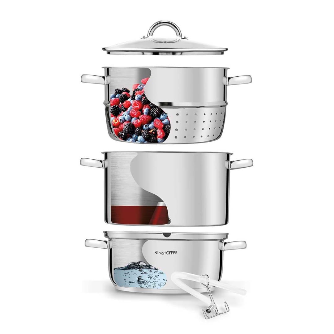 KÖNIGHOFFER - Exprimidor de vapor para inducción (8 L, acero inoxidable)