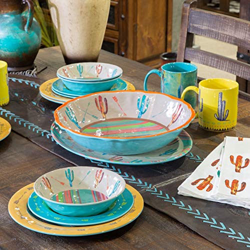 Image of Paseo Road Cactus Southwestern 14-PC Melamine Dinnerware Set