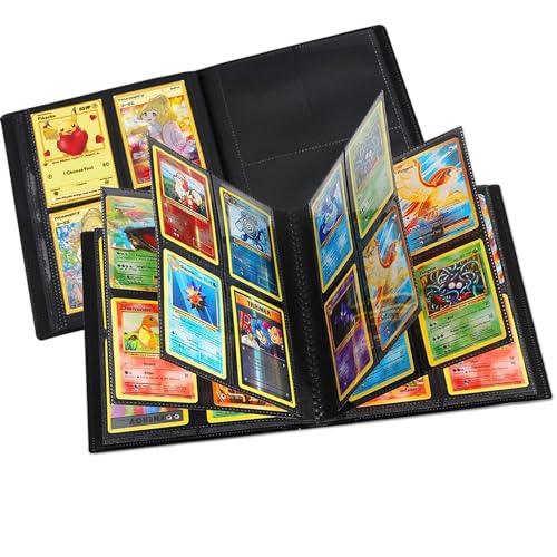 スポーツカードの収納ファイル PP套 ポータブルファスナーカードコレクション カードファイル トレカ バインダー カードケース スリーブ対応 ゲーム (黒です, 4ポケット160枚収納)