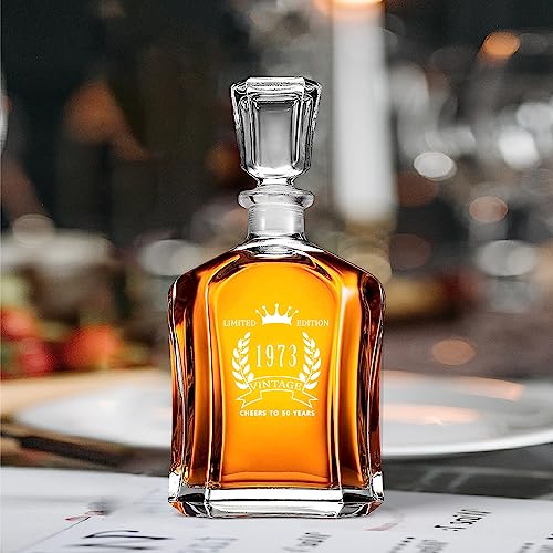 Aged to Perfection Whiskey Decanter, Cheers to 50 years, 50th year birthday Gift, Birthday Gift to him