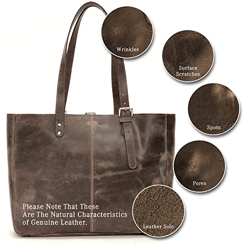 Image of Leather Tote Bag for women, Genuine Leather Totes, Shopping Bag, Gifts for Women