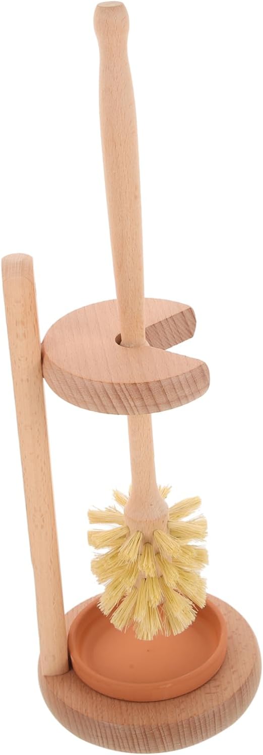 1Set Toilet Brush with Long Handle and Base Heavy Duty Bathroom Cleaning Brush for Home Hotel Office Use Easy Storage No Bending Squatting Elegant Design for Effortless