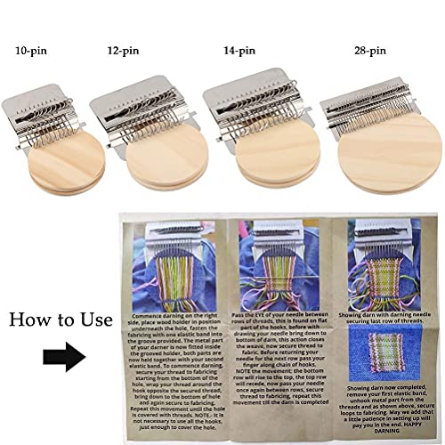 Miniatura 4 de Mini Herramienta De Tejido Tipo Speedweve De Telar De Zurcir, Kit De Telar Pequeño, Para Reparar Ropa, Artes De Tejido De Bricolaje, Telar De Remendar Rápidamente Portátil Pelo
